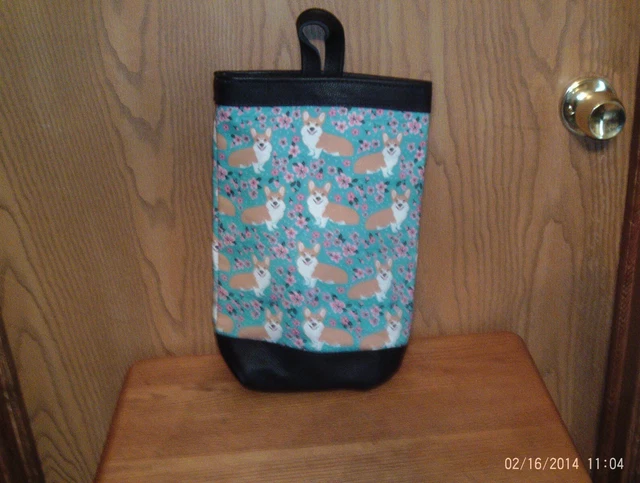 Handcrafted Car Litter Bag W/ Pembroke Welsh Corgis Corgis On Floral  Backround