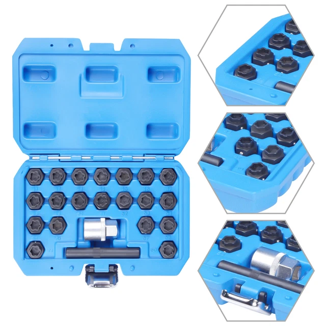 22 PACK UNIVERSAL Locking Lug Nut Master Key Kit For BMW Wheel Lock Key