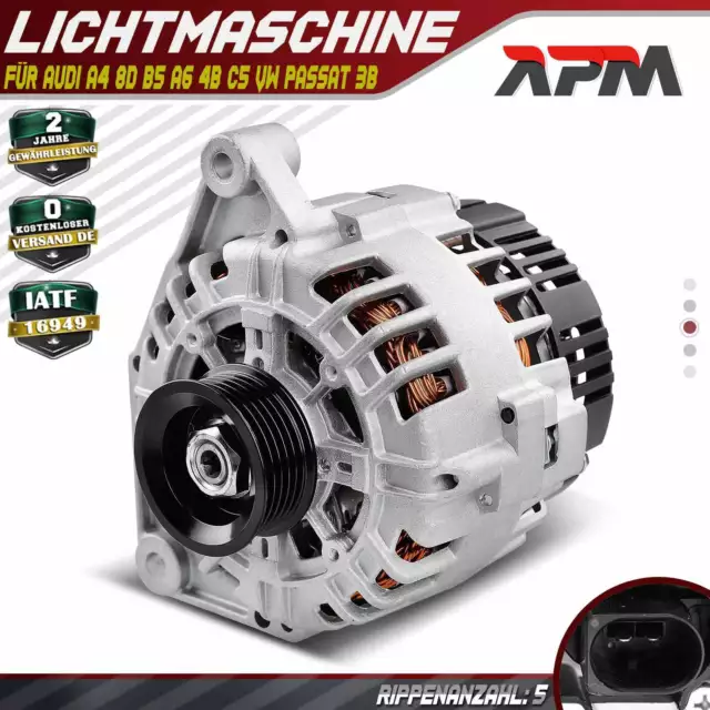 Lichtmaschine Generator 120A für Audi A4 8D B5 A6 4B C5 VW Passat 3B 1.6 1.8 2.0