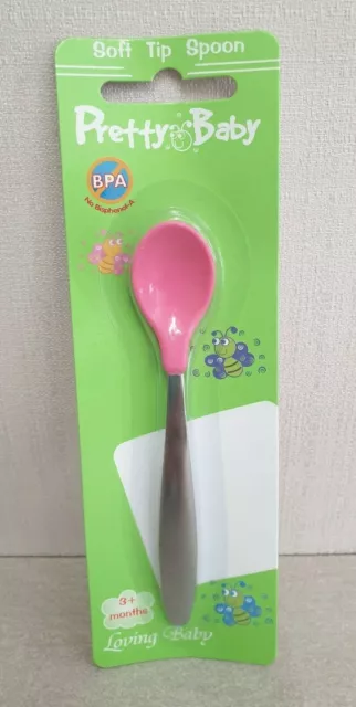 BNIP Pretty Baby Pink Soft Tip Cutlery Spoon BPA Free