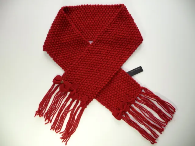 Ikks Écharpe Tricot Grosse Maille Rouge À Noeuds T 2 2 3 4 5 Ans Neuf