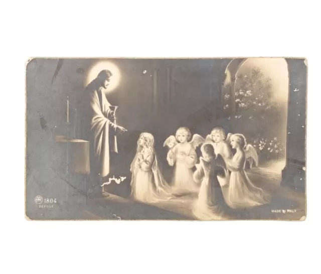 *HH* Antico Santino holy Card immaginetta Votiva sacra Gesù Comunione Cresima