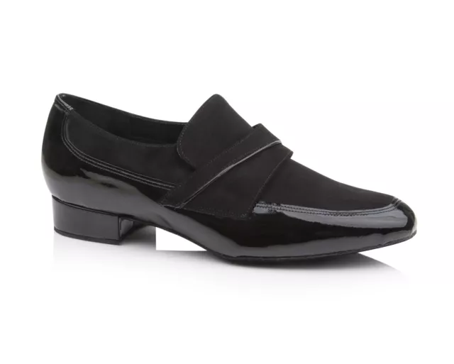 Freed of London Mens SWAYZE Patent and Nubuck Slip-on  Ballroom Dance Shoes