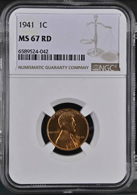 1941 Lincoln Wheat Cent NGC MS67RD Copper Registry Coin 1C