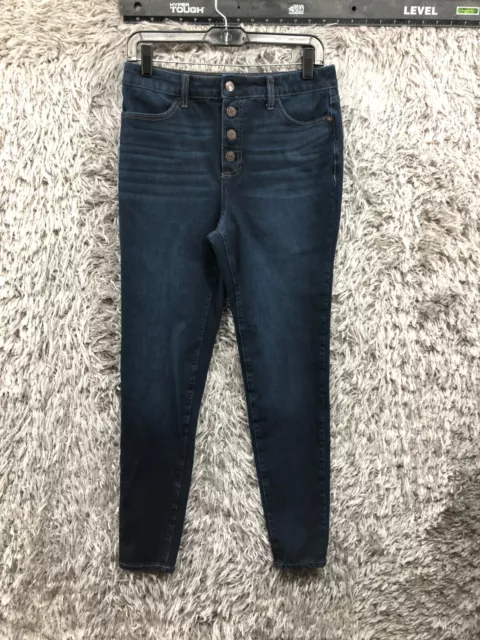 Lauren Conrad Super High Rise Skinny Jeans Size 6 Long Womens Medium Wash Blue