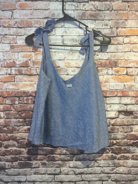 Blue Sleeveless Zara Basic Denim Cropped Blouse Top Women’s Size Small