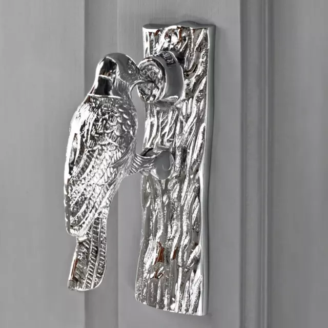 Bright Chrome Woodpecker Door Knocker