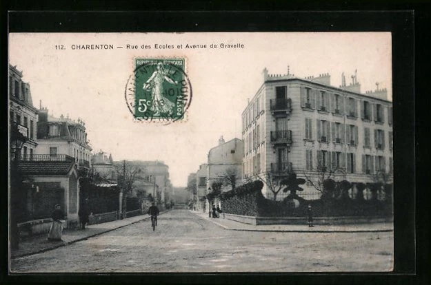CPA Charenton, Rue des Ecoles et Avenue de Gravelle 1908