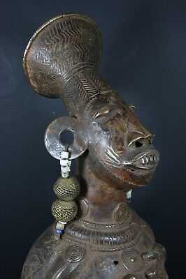 Large 20.1" African Bronze Ancestor Statue - MANGBETU, D.R. Congo TRIBAL ART 3