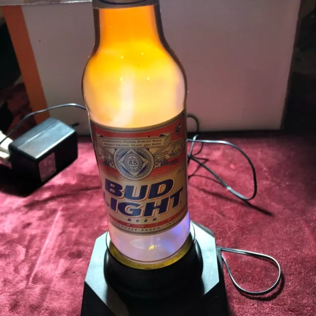 Vintage Bud Light Beer Bottle Plasma Lamp, Static Electricity Neon Light, 1980s