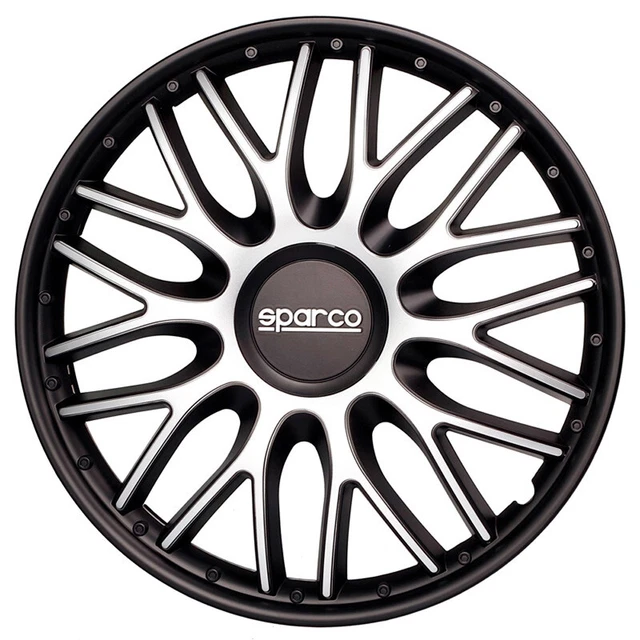 Enjoliveurs Sparco Palermo 15 Pouces - Set De 4, Argent/noir, En ABS Résistant