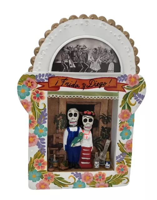 Day of the Dead Tin Nicho Shadowbox with FRIDA & DIEGO, Mexican Folk Art