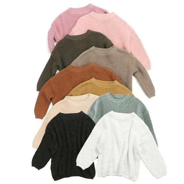 Baby Sweaters Autumn Winter Kid Boys Girls Sleeve Pure Color Knit Girls Pullover