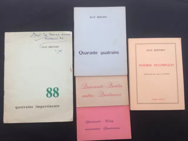 Jean Berthet lot de 5 livres & plaquettes une dédicace manuscrite signé
