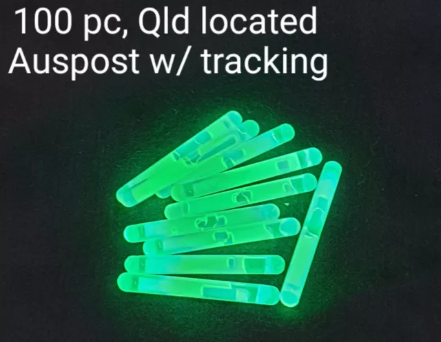 100 GREEN Mini Glowsticks Rave Fishing Party Glow Stick Qld