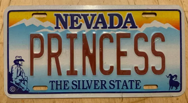 Nevada Royalty  Front Novelity Souvenir License Plate " Princess " Silver State