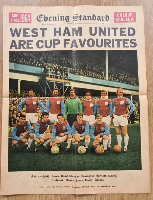 1964 Fa Cup Final West Ham United Vs Preston North End Colour Souvenir(Original)