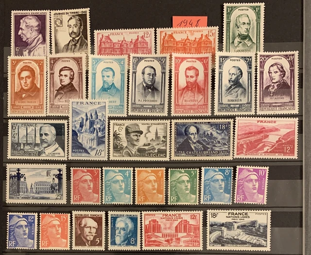 1940-1949 - France année complète 1949, Yvert n°823/862, neufs ** sans charnière