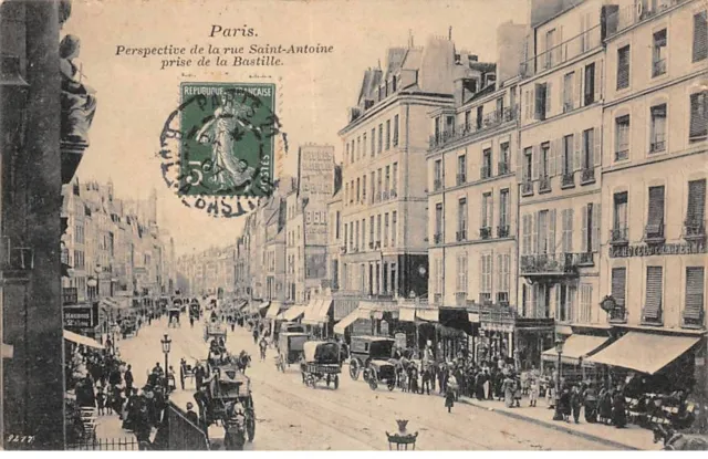 75004 - PARIS - SAN35023 - Perspective de la rue Saint Antoine prise de la Bast