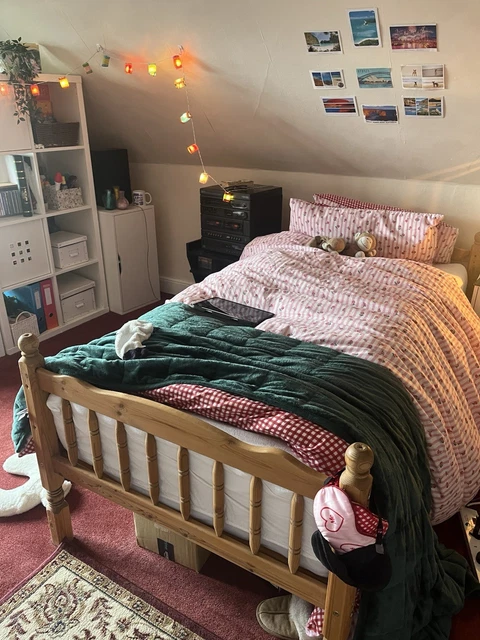 SINGLE WOODEN LOFT Bed Frame High Sleeper Natural with Ladder & Slatted ...