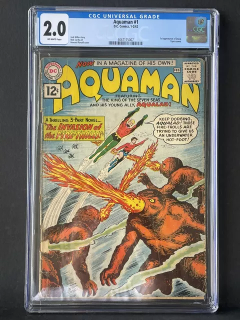 AQUAMAN #1 CGC 2.0   1ST  SOLO TITLE & 1st App QUISP | DC 1962 | Free Shipping