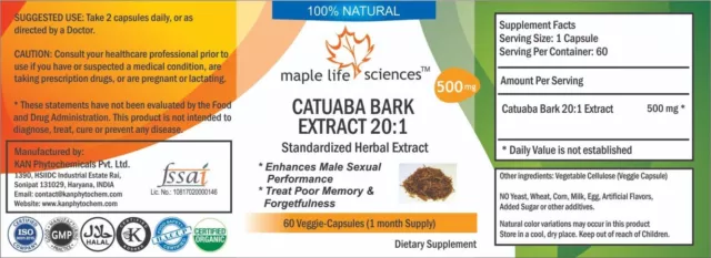 Catuaba Bark Extract 20:1 Capsules Pure & High Quality Extract Aphrodisiac 2