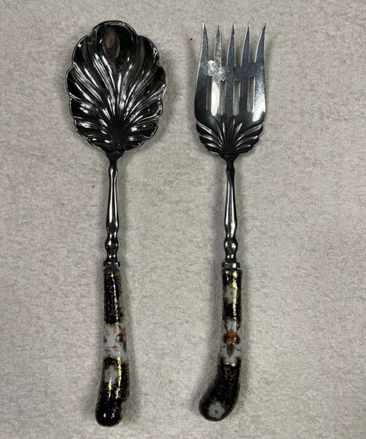 Vintage - A.E. Lewis Co Sheffield England - Scallop Serving Spoon & Fork