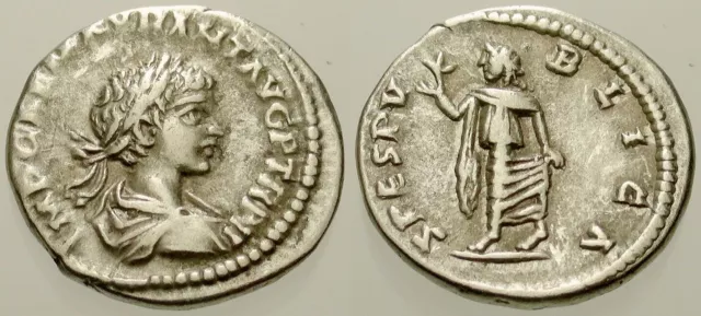 008. Roman Silver Coin. CARACALLA, AR Denarius. East. Spes. VF