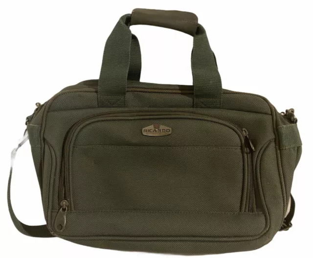 Ricardo Beverly Hills Olive Green multiple compartment carry on luggage/ bag