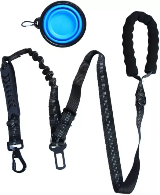 5ft Heavy Duty Rope Dog Lead Leash With Bowl Double Handle Training Reflective