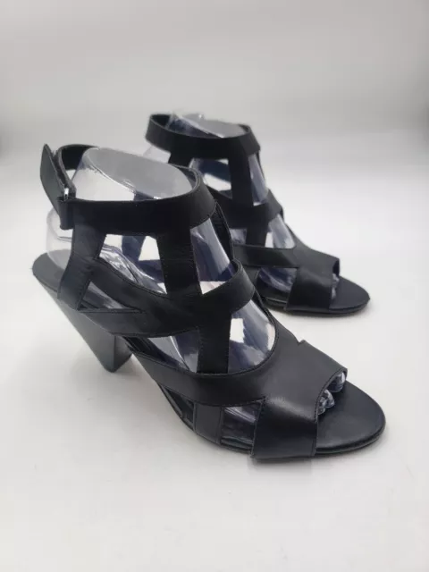 Coach And Four Women's Sz 9M Karen CF Strappy Ankle Strap Leather Black Sandals