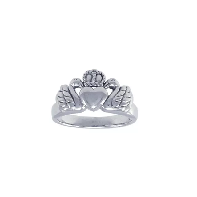 Celta Cisne Claddagh Anillo .925 Plata de Ley Peter Stone Joyería Fina