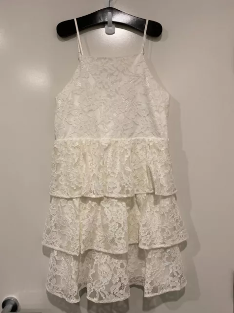 BARDOT JUNIOR Girls Designer White Lace CARTIA Tiered Ruffle Dress Size 16 BNWT