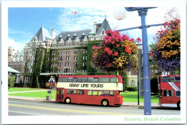 Postcard London Double Decker Buses, Victoria, British Columbia, Canada