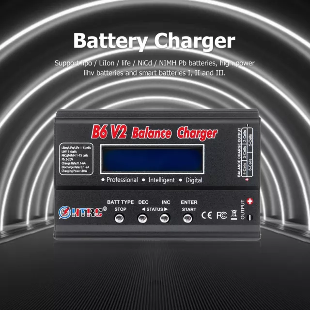 HTRC B6 V2 80W RC Battery Balance Charger for 1-15S Nicd/NIMH Battery Discharger 2