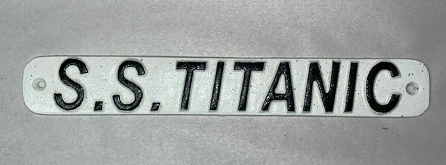 White Cast Iron "S.S. TITANIC" Sign 12" x 2" Plaque Wall Decor Nautical