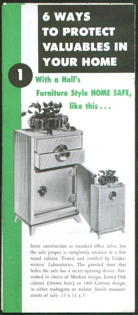 Hall's Safe catalog folder & home inventory 1954