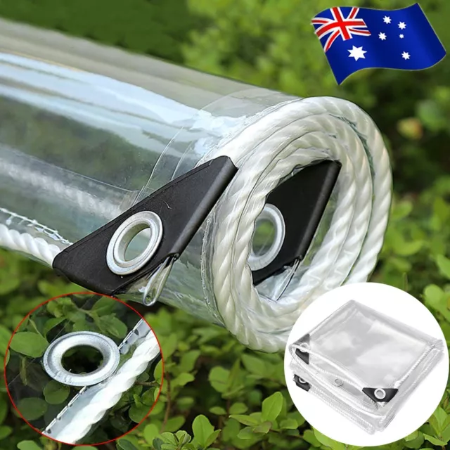 Waterproof Clear Tarpaulin Tarp with Grommets Heavy Duty PVC Patio Plant Cover