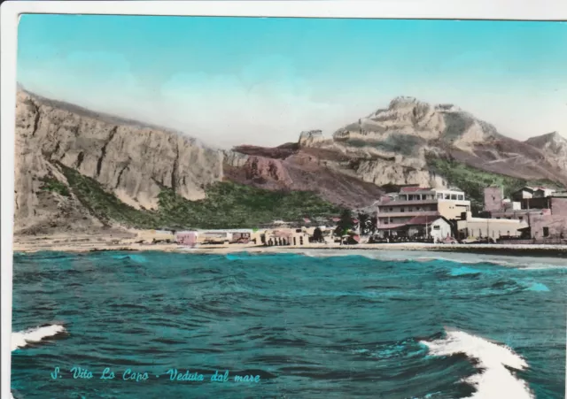 San Vito Lo Capo(Trapani) - Cartolina Anni 60 Veduta Dal Mare, Viaggiata Perfett