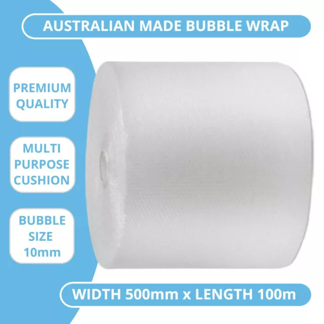 Bubble Wrap 500mm x 100m Cushioning Clear Bubbles Size 10mm 100 Metres Roll