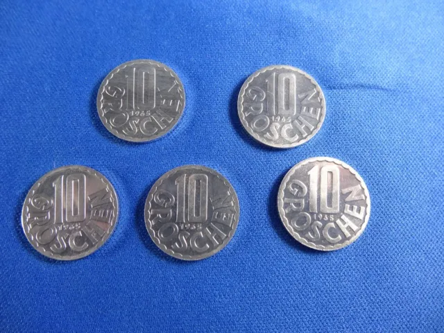 1965 Austria Coin 10 (Ten) Groschen Coin  Fifteen (15) Coins  PLEASE READ