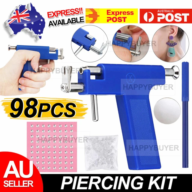 PRO EAR BODY Nose Navel Piercing Gun Machine Supply Tool Kit Set + 98 ...
