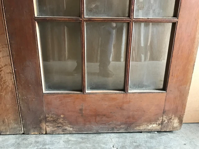 Antique Pair 15 Lite Wood 37x90 French Pocket Doors Room Divider Old VTG 239-23B 5