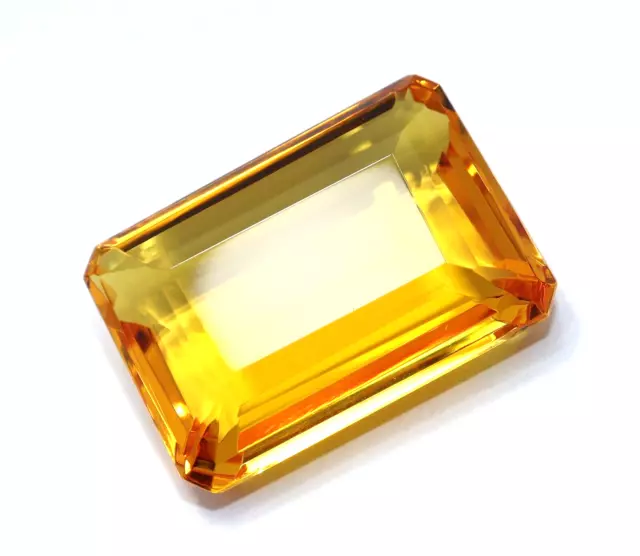 Naturel Brésilien Citrine Jaune Émeraude Coupe 118 CT Desseré Gemme Certifié