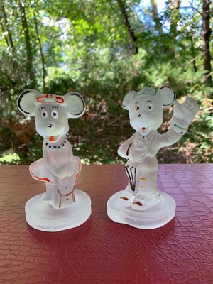 mickey and minnie glass figurines