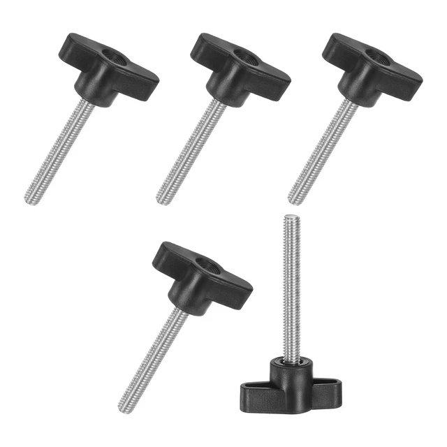 Stainless Steel 1/4-20 X 1" Thumb Screws - Black Tee Wing Hand Knobs, 4-Pack USA Made 1 thumbnail image