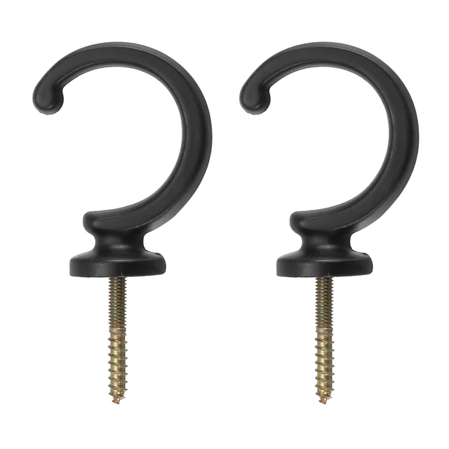 2Pcs Aluminum Alloy Wall Mounted Curtain Holdback Drapery Tieback Hooks, Black