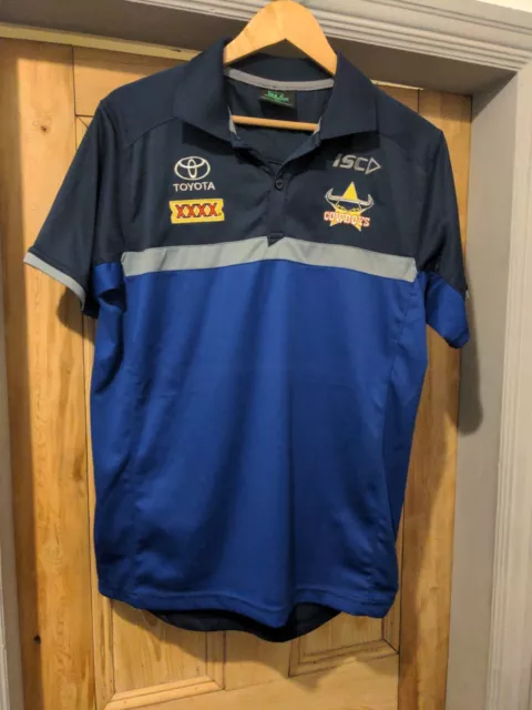 North Queensland Cowboys NRL Toyota ISC Blue Rugby Polo Shirt Men's Size Medium