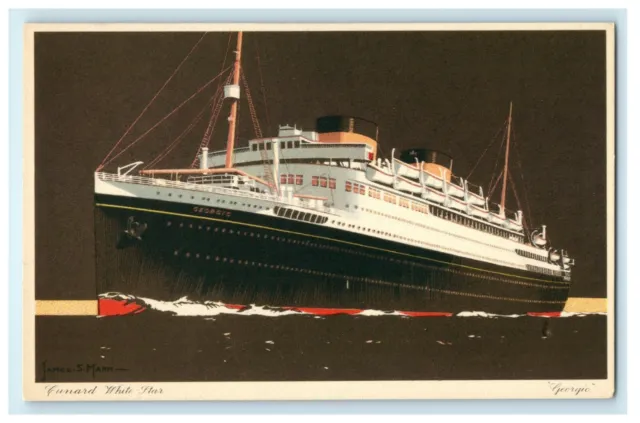 1921 James S Mann, Cunard White Star, "Georgic" Antique Postcard
