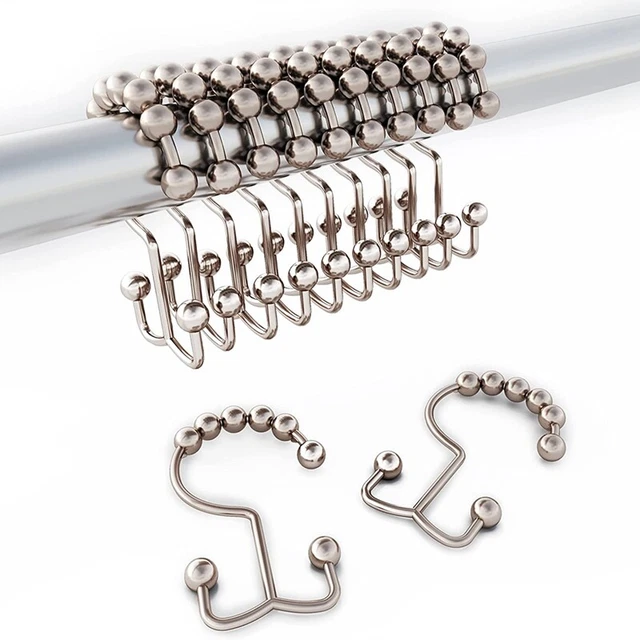 Gancio tenda doccia, gancio doccia scorrevole metallo antiruggine - rullo, per Showe W6V3